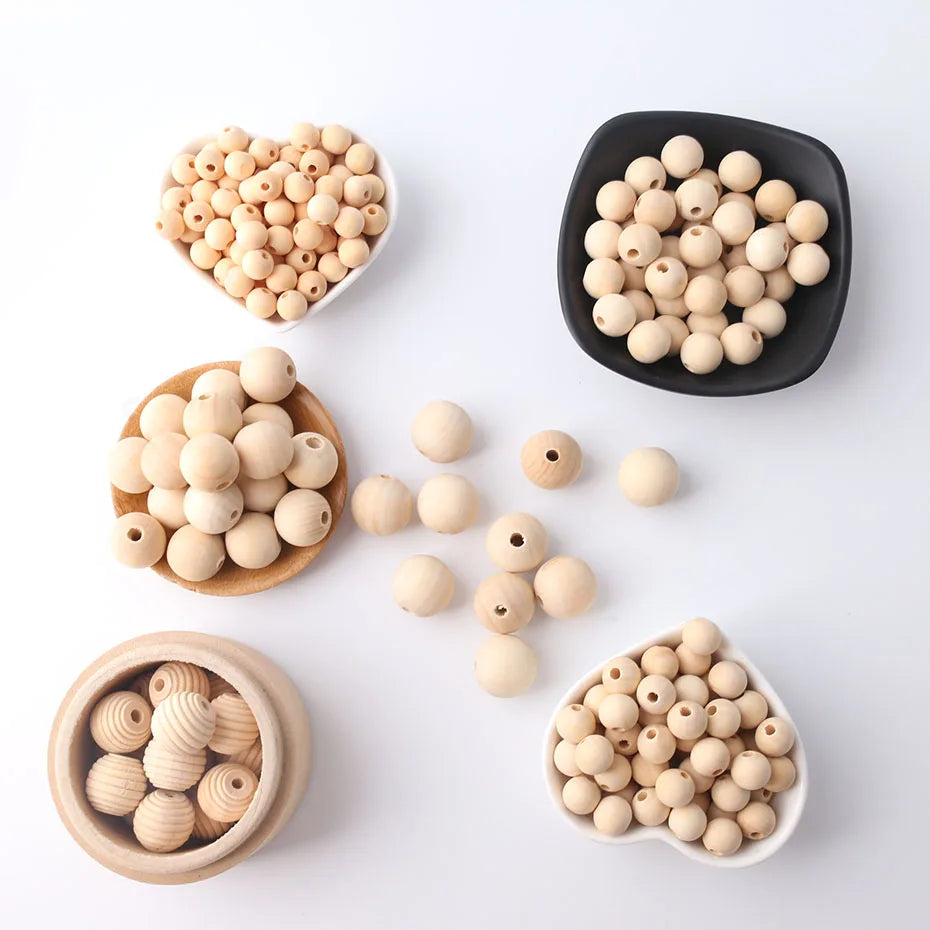 Wood Beads Rattle Organic Teething Toys