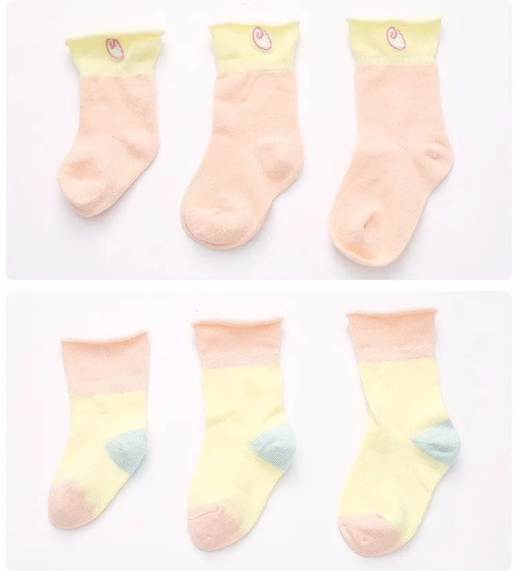 6 Pieces 3Pairs Cotton Striped New Born Baby Socks