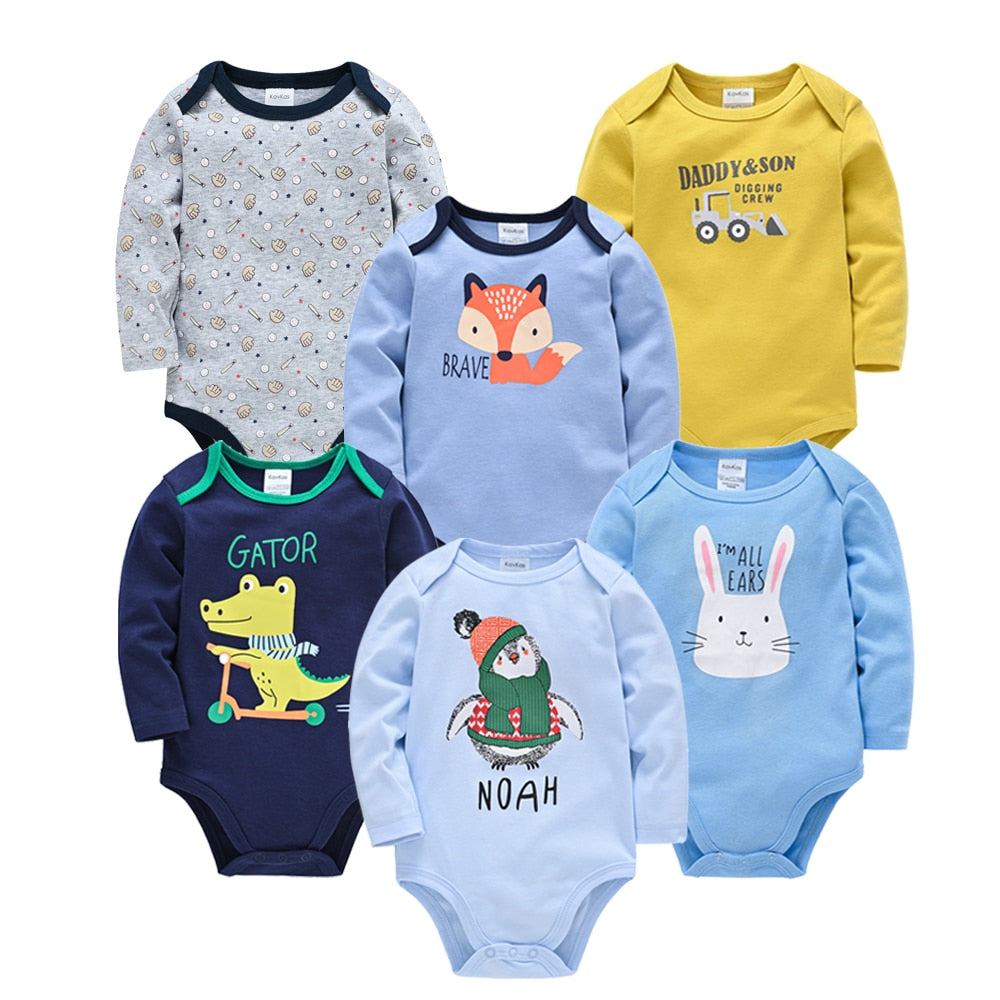 Baby Boys Girls Bodysuit 6 PCS 3 PCS Long Sleeve 100% Cotton 0-12 months Newborn Jumpsuit Clothing