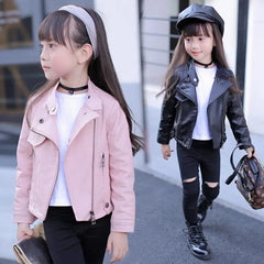 Autumn Winter Baby Girls Leather Jacket