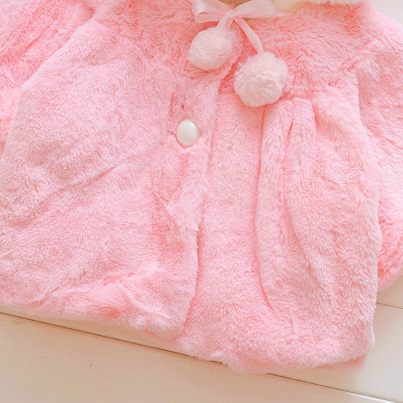 Baby Girl Cute Rabbit Ears Plush Coat Autumn Winter Infants Jacket