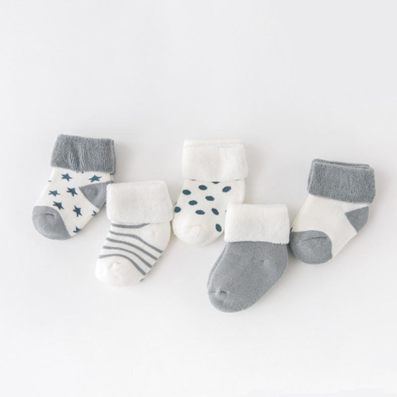 5Pair New boy and girl baby socks thick newborn