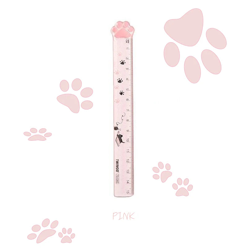 Cute Cat Paw Plastic Straight Rulers