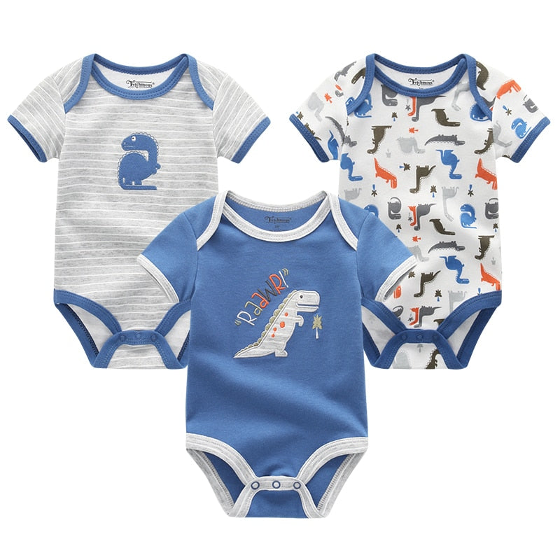 Baby Boy Jumpsuits 3 Pieces Newborn 100%Cotton Soft Infant Rompers 0-12M