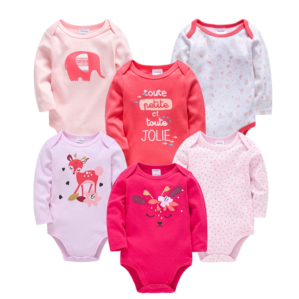 Baby Boys Girls Bodysuit 6 PCS 3 PCS Long Sleeve 100% Cotton 0-12 months Newborn Jumpsuit Clothing