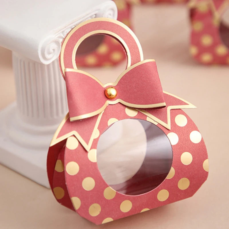 5Pcs Portable Candy Bag Cute Bow Mini Gift Bag Box for Party Baby Shower Paper Chocolate Candy Box Wedding Favours Boxes