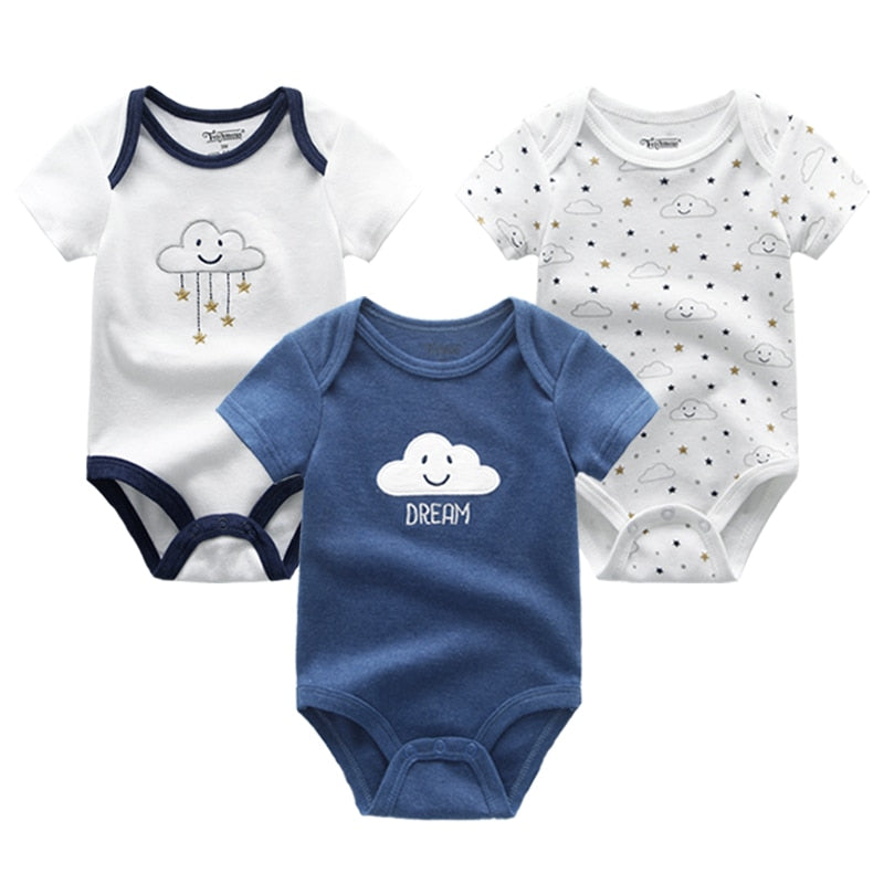 Baby Boy Jumpsuits 3 Pieces Newborn 100%Cotton Soft Infant Rompers 0-12M