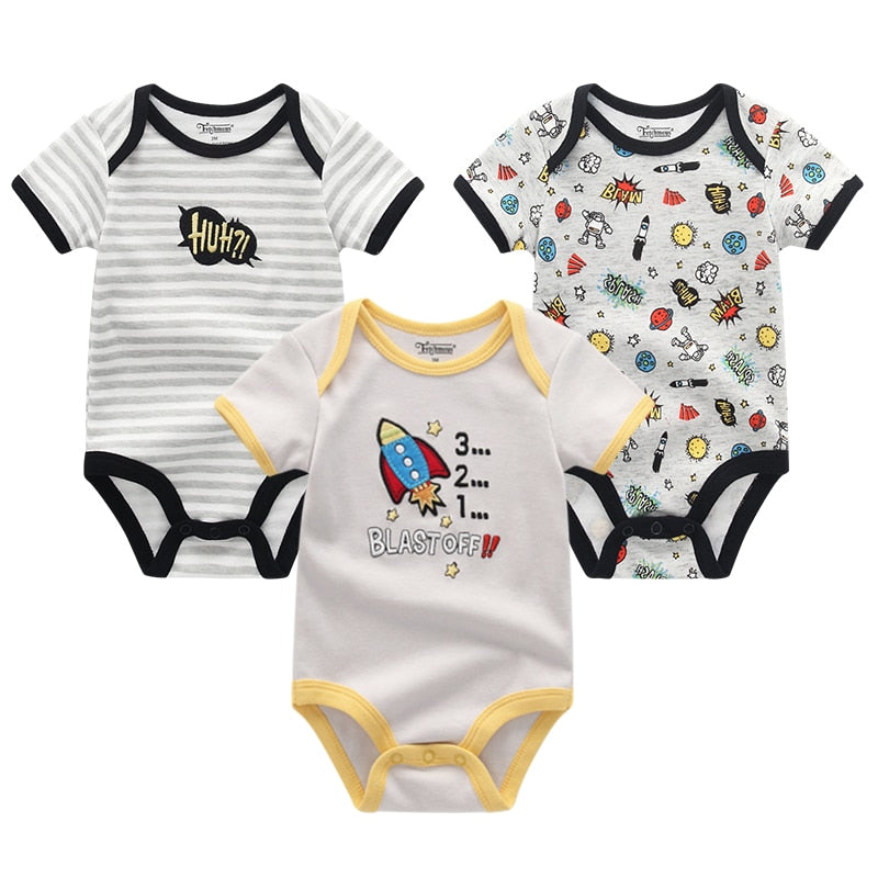 Baby Boy Jumpsuits 3 Pieces Newborn 100%Cotton Soft Infant Rompers 0-12M