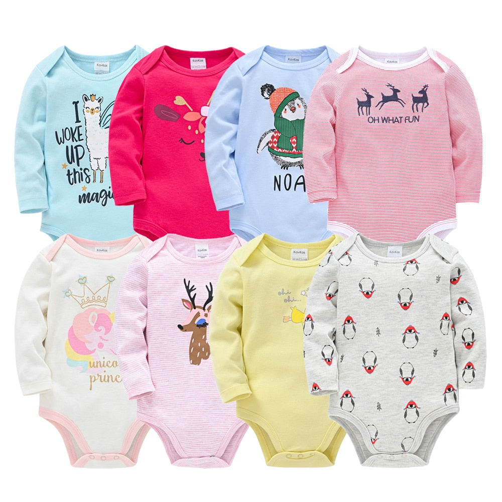 Baby Boys Girls Bodysuit 6 PCS 3 PCS Long Sleeve 100% Cotton 0-12 months Newborn Jumpsuit Clothing