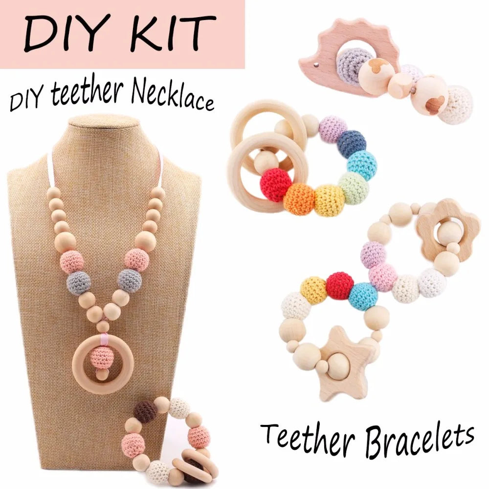 Wood Beads Rattle Organic Teething Toys