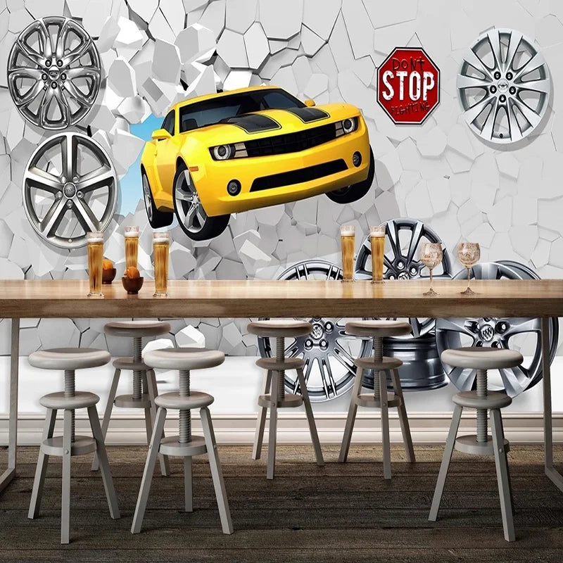 3D Creative Car Broken Wallpaper