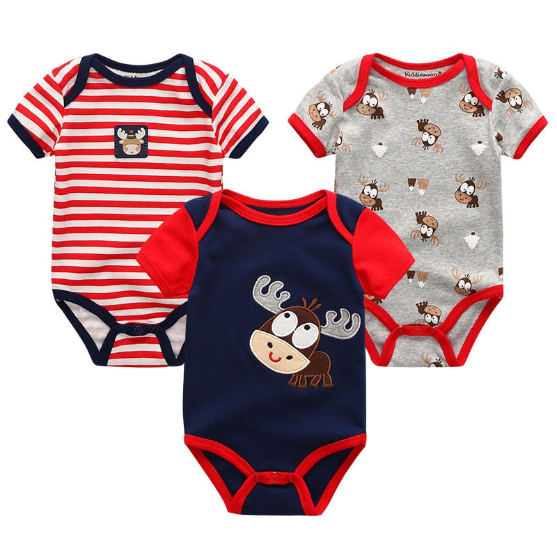 Baby Boy Jumpsuits 3 Pieces Newborn 100%Cotton Soft Infant Rompers 0-12M