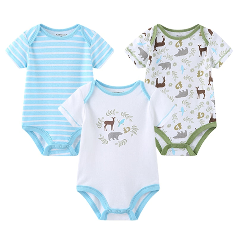 Baby Boy Jumpsuits 3 Pieces Newborn 100%Cotton Soft Infant Rompers 0-12M