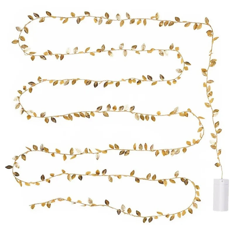 LED Golden Leaves String Fairy Lights