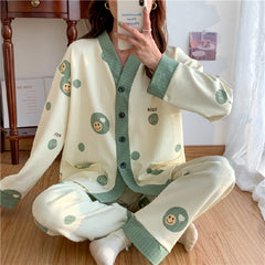 2023 Maternity Clothings Suit Spring Long Sleeve Pajamas Set Cartoon Printed Women Nursing Pyjama Pregnant Breastfeeding Clothes