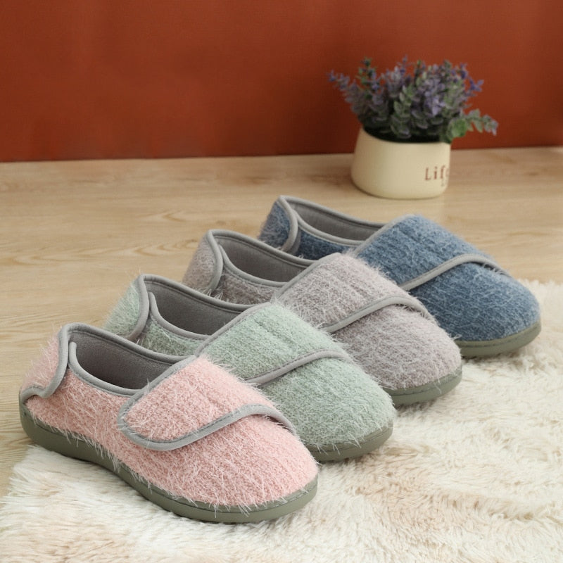 Com warm Fully Plush Slippers Warm Cotton Shoes For Pregnant Anti-slip Shoe