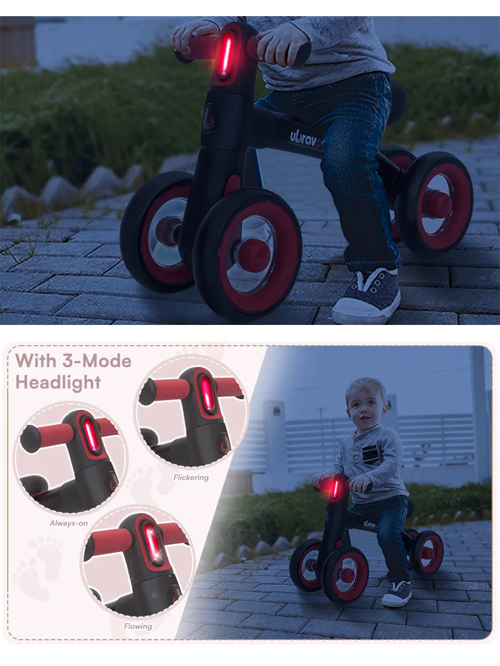 3-Mode Headlight Sliding Balance Bike