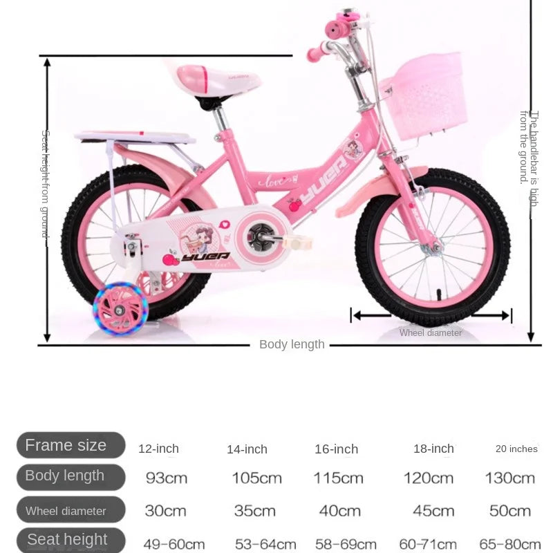 Children's Bicycle With Auxiliary Wheels & Basket