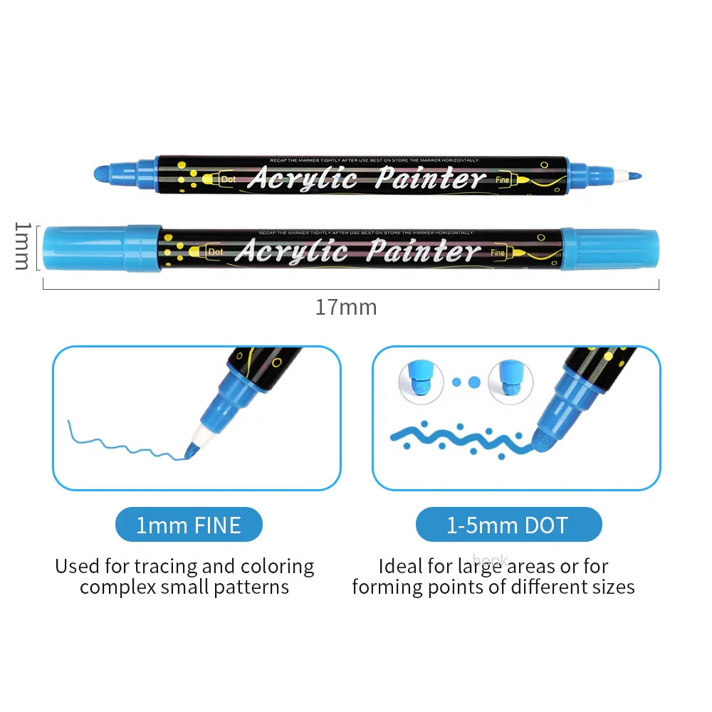 Acrylic Gouache Paint Dual Tip Markers