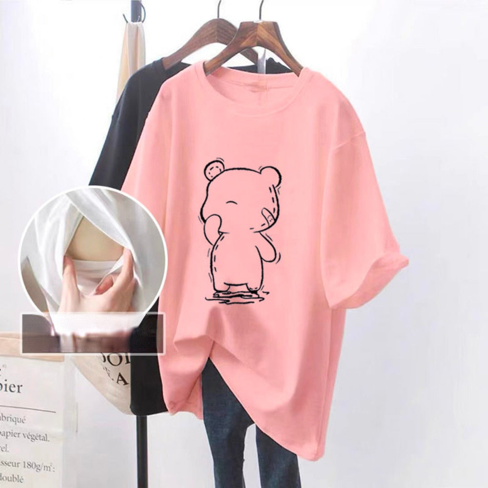 Cotton Nursing T-shirt Maternal Woman Breastfeeding Clothes Lactation pregnancy