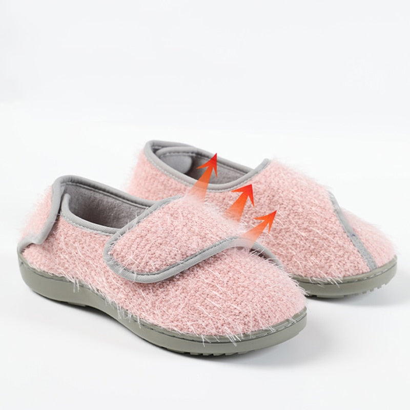 Com warm Fully Plush Slippers Warm Cotton Shoes For Pregnant Anti-slip Shoe