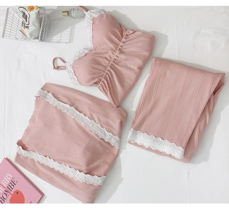 3Pcs/Set 100% Cotton Pregnancy Pajamas Long Sleeve Sleepwear Suit Breast Feeding