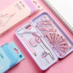 8Pcs/Set Ruler Compass Pencil Set