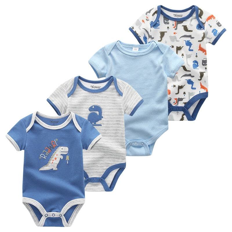 1/4Pcs Newborn Bodysuit Baby Boy Short Sleeve Jumpsuit Cartoon Print Toddler Girl Cotton Clothes 0-12Month Infant Romper Outfits