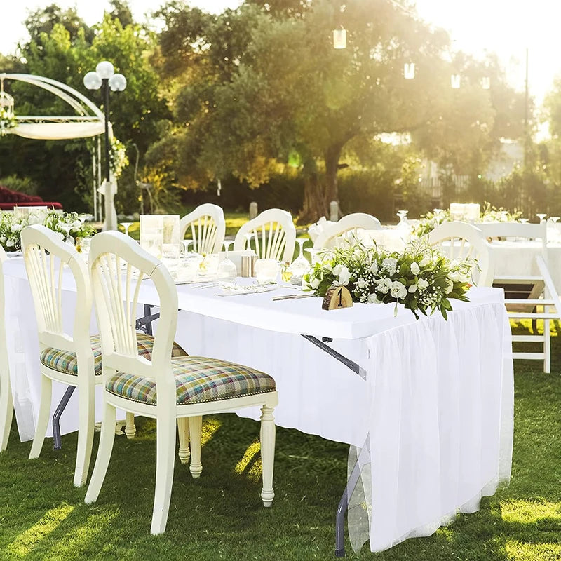 White Chiffon Semi-Sheer Table Skirts