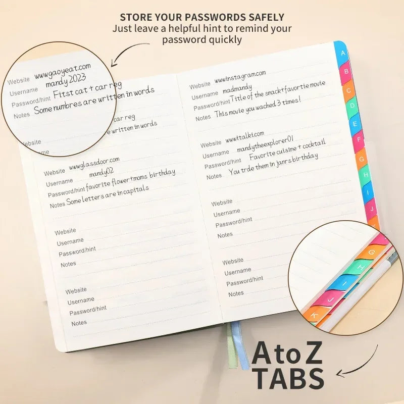 A5 Letter Labelled Password Book