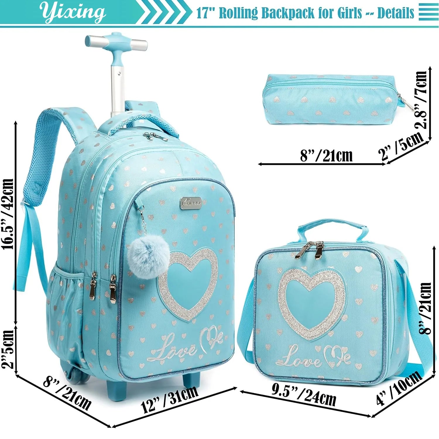 Children's Wheeled Backpack Bag Set