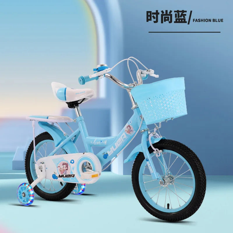 Children's Bicycle With Auxiliary Wheels & Basket