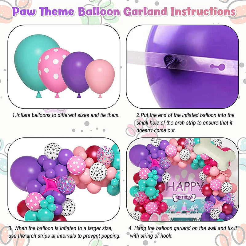 126 pc Dog Animals Paw Pink Balloon