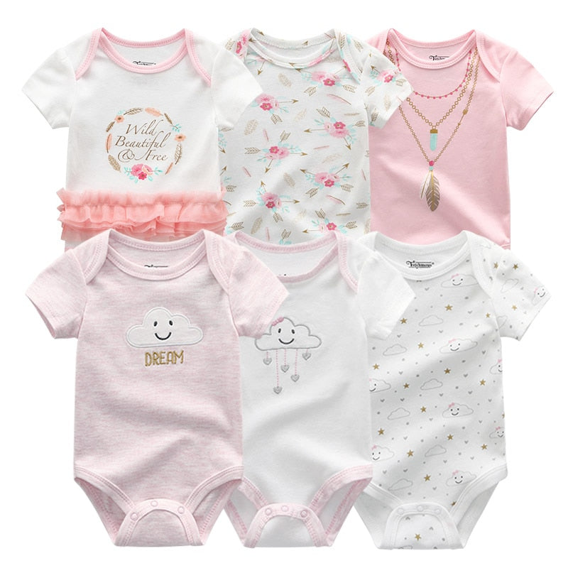 6PCS/Set Unisex Newborn Baby Cotton Cartoon Girls Jumpsuits