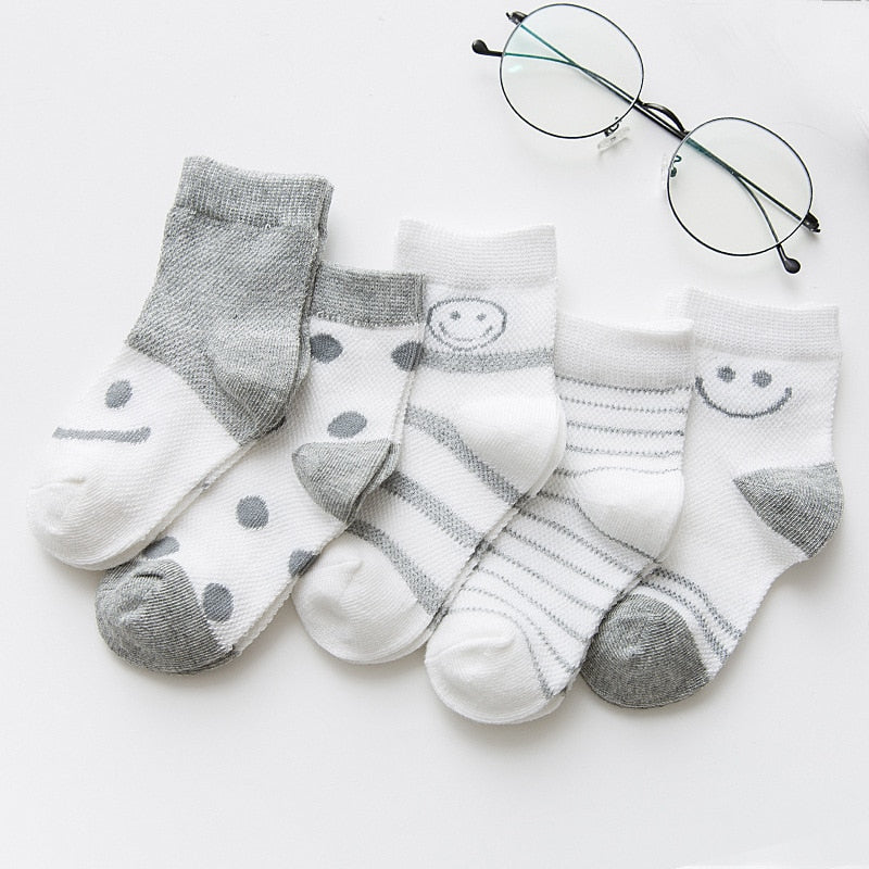 5 Pairs Children Socks Boy Girl Baby Cotton Soft Breathable