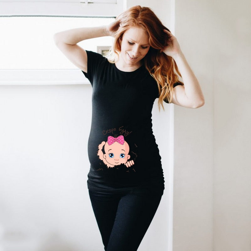 Cute Baby Pregnant Maternity Pregnancy T Shirts Funny