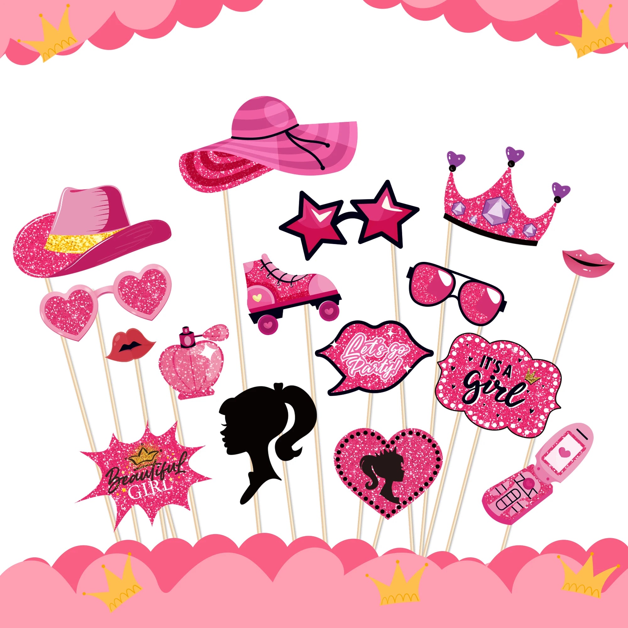 Barbie Black Pink Princess Photo Props