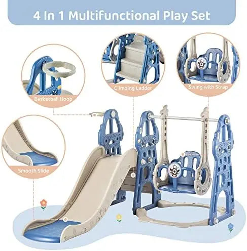 4-in-1 Kids Slide and Swing Set