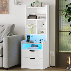 LED and bookcase charging Side table