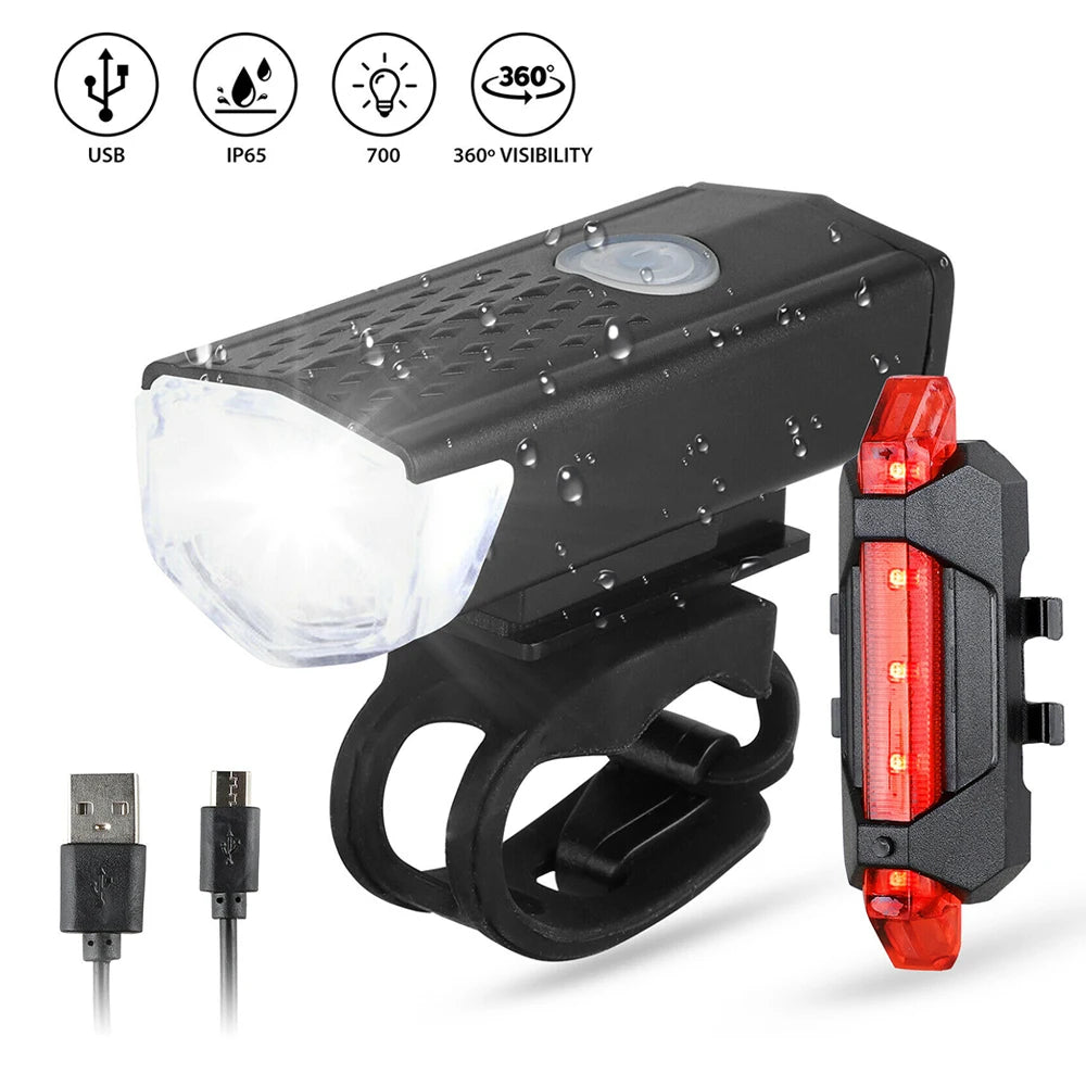 Bicycle Rechargeable USB LED Light Set