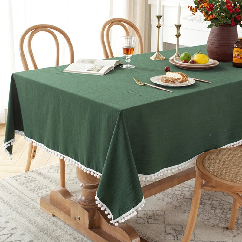 Tassels Stitching Washable Tablecloth