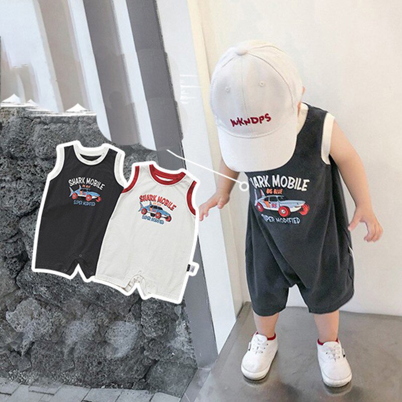 New Baby Boy Romper Cartoon Letter Jumpsuit Infant