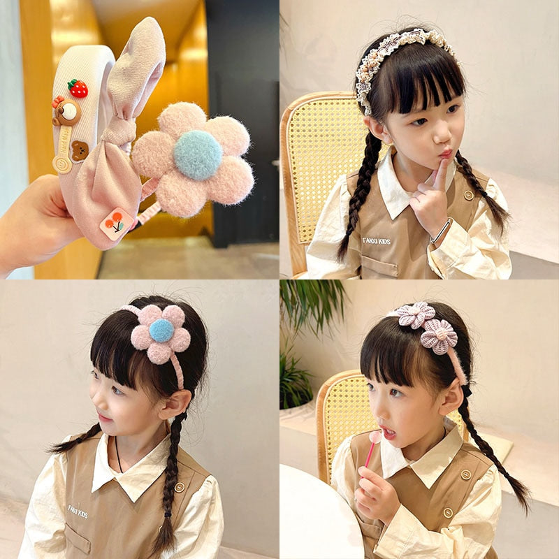 3 Pcs/Set Girls Cute Coffee Color Cartoon Flower Hairbands