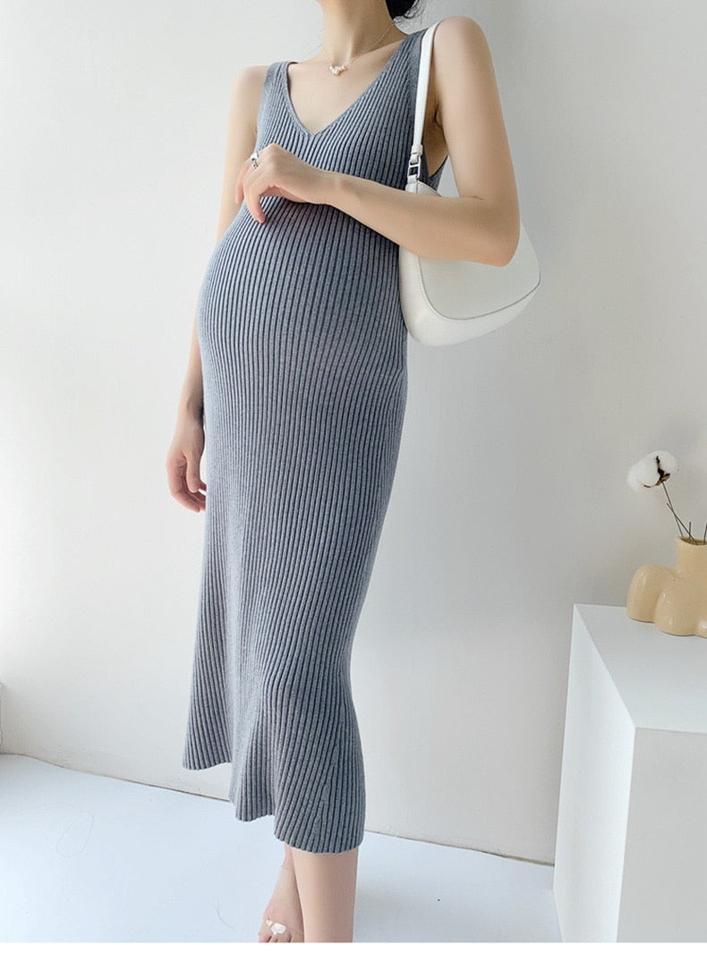 Pregnant Women Knitted Long Dresses