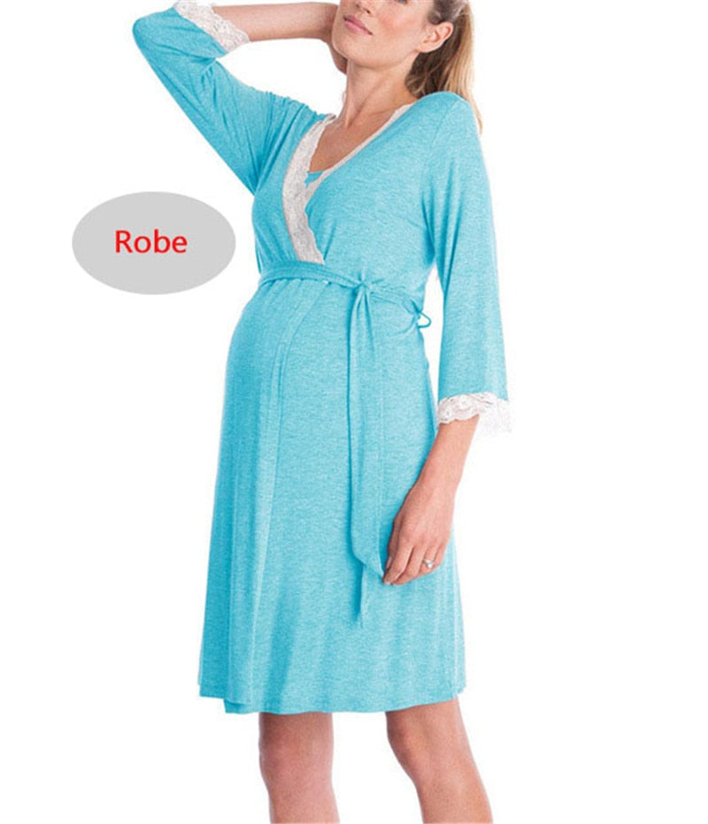 Maternity Robe Nightgown Pregnant Women Nursing Nightwear