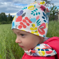 Cotton hat for girls toddlers cap & scarf set