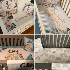 Baby Crib Bedding Set Nursery, Personalized Jungle Animals Bedding Set