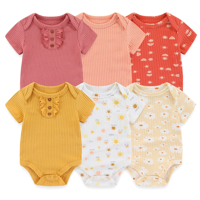 6PCS/Set Unisex Newborn Baby Cotton Cartoon Girls Jumpsuits