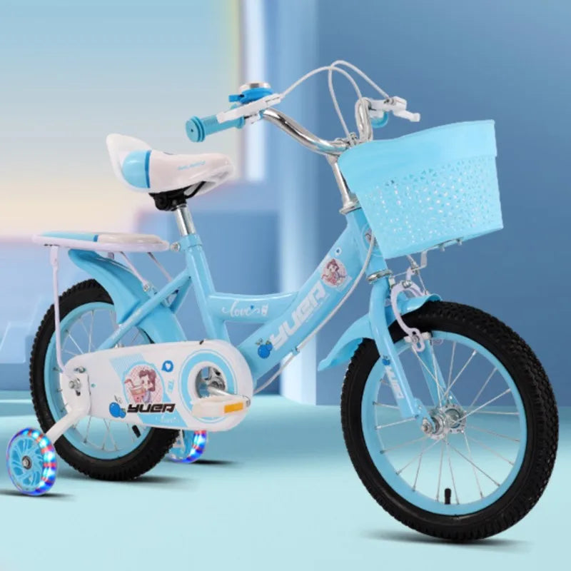 Children's Bicycle With Auxiliary Wheels & Basket