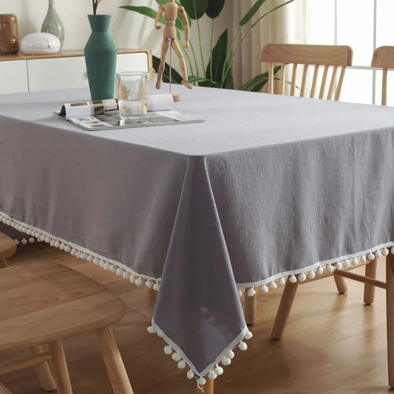 Tassels Stitching Washable Tablecloth